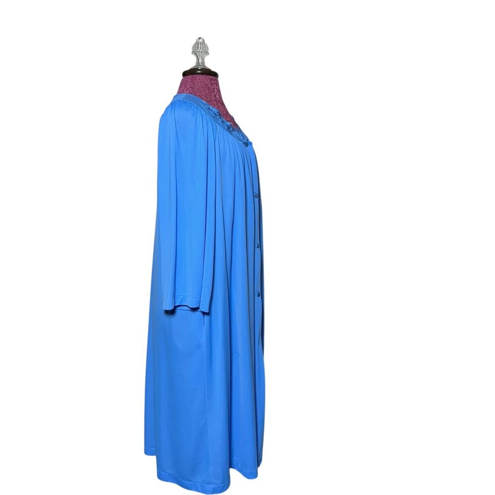 Shadowline Vintage Long Blue Button-Down Robe - Picture 3 of 8